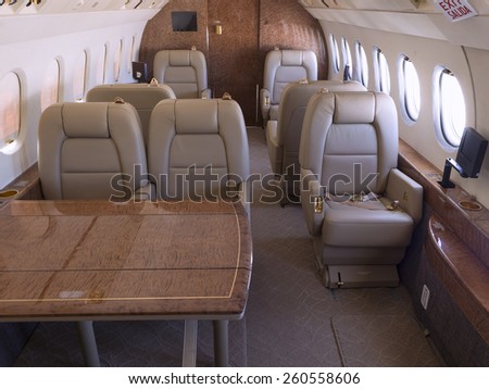 Interior view of a private jet