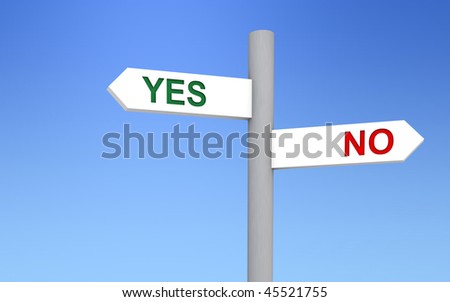 Signal pointing to yes and no directions. Image concept.