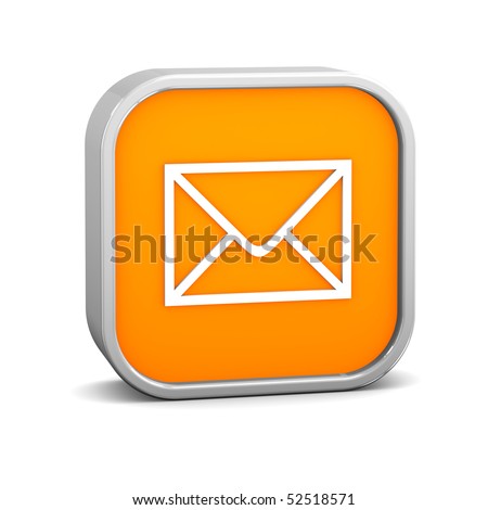 Orange Mail Sign On A White Background. Part Of A Series. Stock Photo ...
