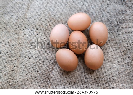 EGGS, Animal Eggs, Chicken-Bird Eggs, Hen eggs in sackcloth.