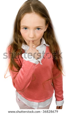 stock photo sucking little girl isolated on white with clipping path