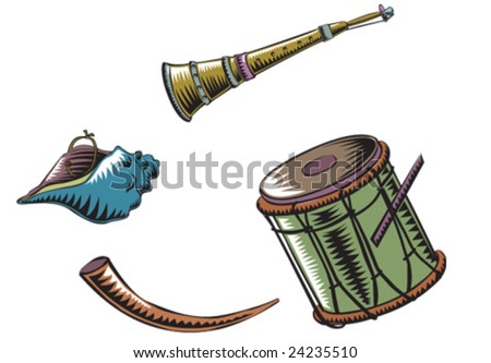 Traditional Omani Musical Instruments Stock Vector Illustration 