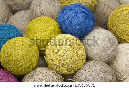 balls of yarn from natural fibers of hemp