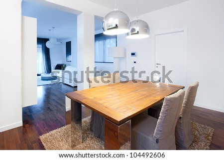 Modern dining room with designer furniture