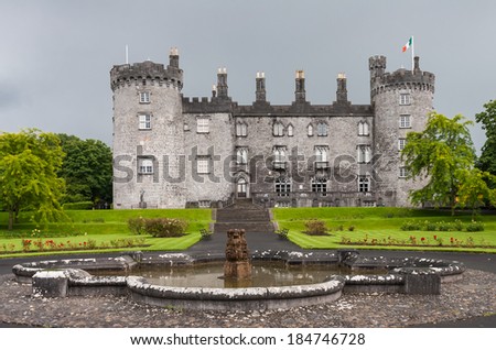 KILKENNY, IRELAND - JULY 24, 2009: Backyard of Kilkenny castle, famous tourist attraction.