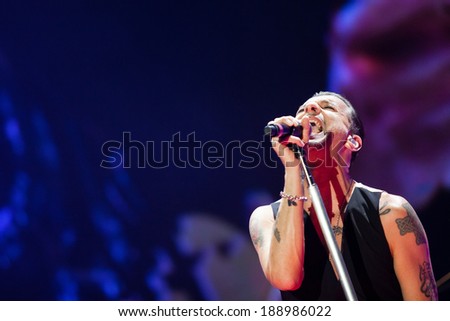 ZAGREB, CROATIA - MAY 23, 2013: Depeche Mode performing in Arena Zagreb during The Delta Machine Tour.