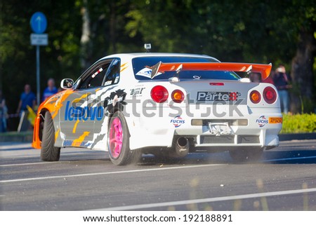 ZAGREB, CROATIA - MAY 9, 2014: 40th INA Delta Rally, the oldest, and most popular car racing event in Croatia. Miroslav ZRNCEVIC in Nissan Skyline-om R34.
