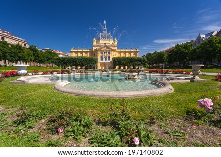 Art pavilion at King Tomislav square in Zagreb, Croatia. It is the oldest gallery in the southeast Europe designed specifically to accommodate large exhibitions.