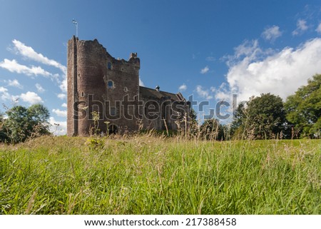 DOUNE, SCOTLAND - AUGUST 7, 2014: Doune castle, one of most popular Scottish castles often featured in movie sets.