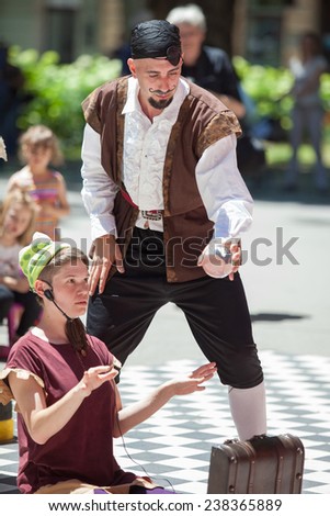 ZAGREB, CROATIA - JUNE 7, 2014: Street performers during the 