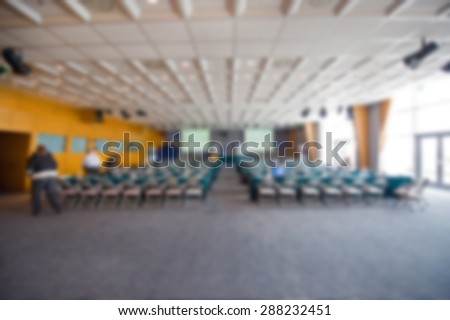 Empty hotel conference room. Post processed with blur filter.