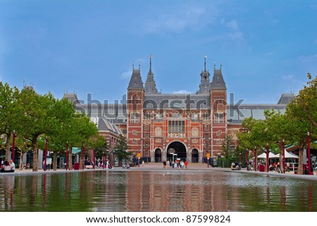 AMSTERDAM, NETHERLANDS: AUGUST 2, 2007: Famous Rijksmuseum. It holds many masterpiece paintings of Dutch and world art.