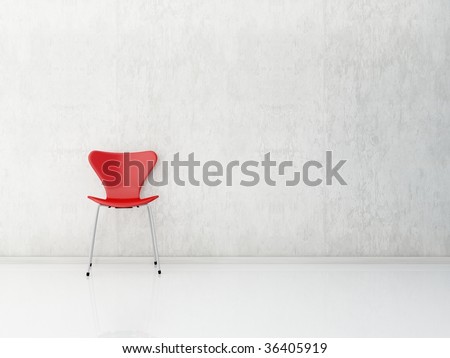 red Chair to  face a blank wall