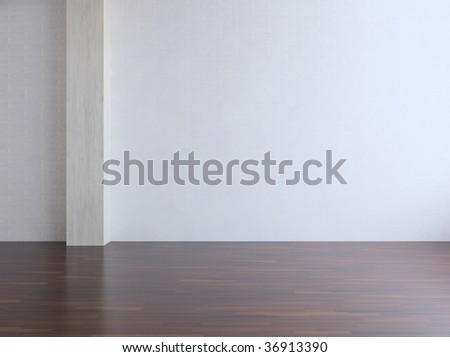 White wall and parquet - space for text