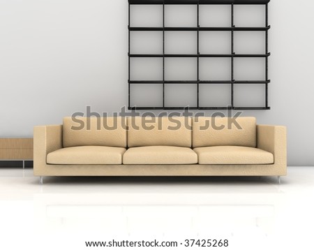 Living room setting - couch and rack