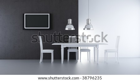 Simple Living Room Setting - Chair to face a blank wall, with flat screen