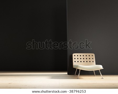 Modern Chair to face a blank black wall