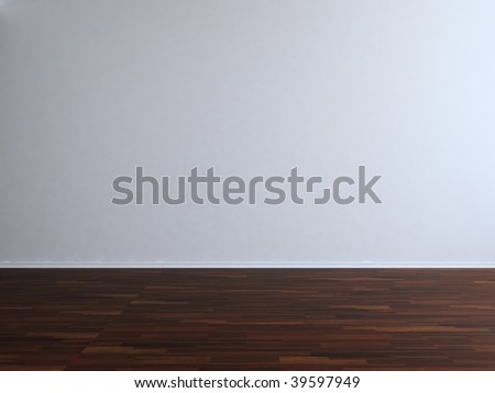 Blank Room and Wall - Blank white wall with parquet