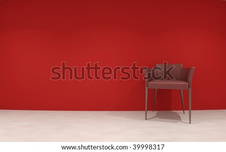 Chair to face a blank red wall