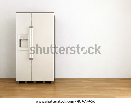 White refrigerator to face a blank wall