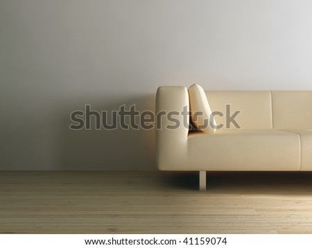 white leather Couch to face a blank wall