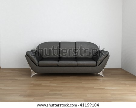 Black leather Couch to face a blank wall
