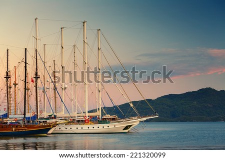 Sail boats in marine. Turkey