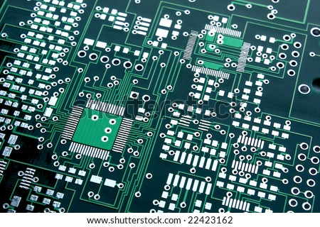 Green pcb with surface-mount pads