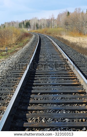 Railroad with oil track on ties