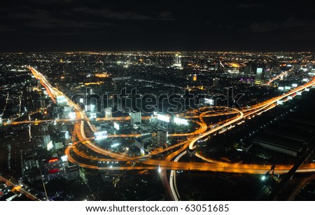 Night bird\'s view of Bangkok