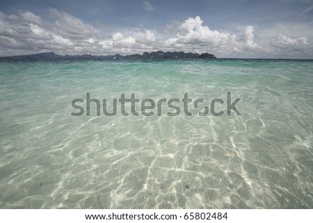 Sea with clear water and sky with clouds. No any post processing