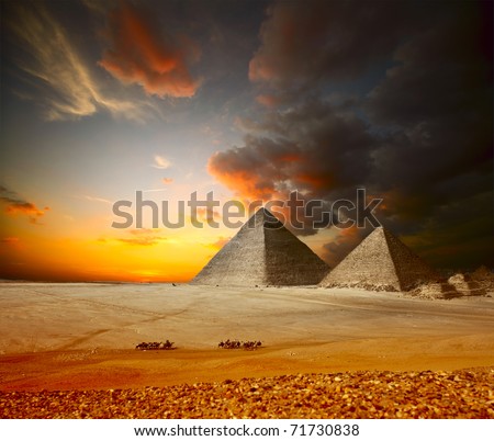Grate pyramids in Giza valley. Egypt