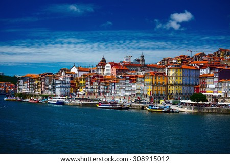 City of Porto at sunny day with clouds in the sky. Portugal