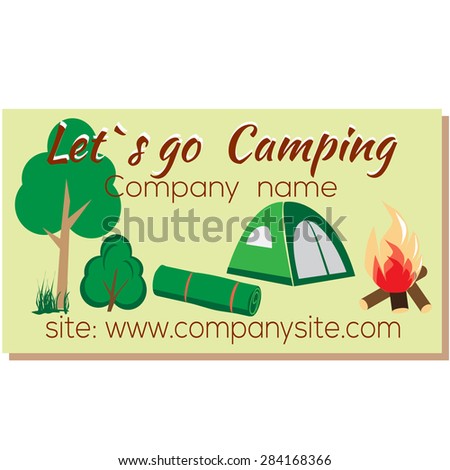 Summer camp leisure park summer camp, vector icons for tourism, recreation for active people, landscape, nature,  travel, hike in the woods, in the country,card Tourism.