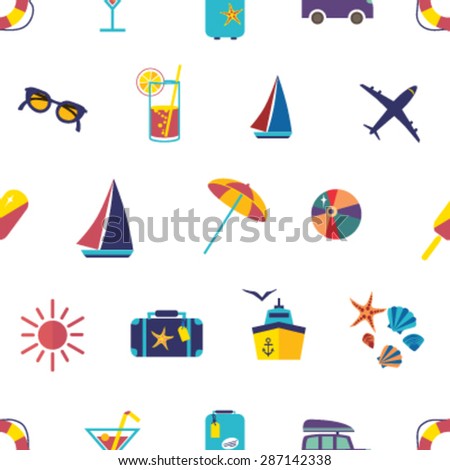 Seamless beach vacation pattern. Background for you  a summer vacation design.