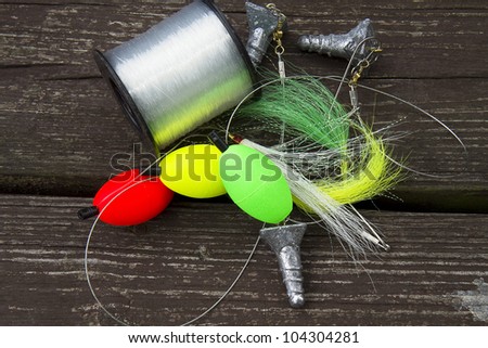Tackle box with assortment of bait and weights especially for surf fishing