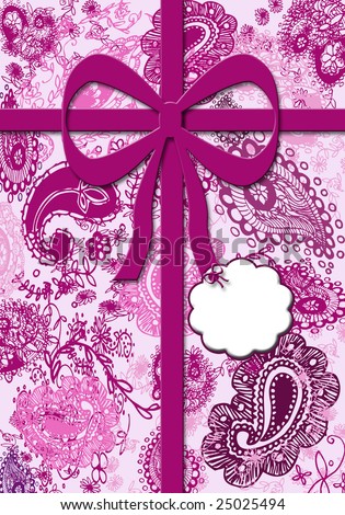 Paisley Print to look like a gift wrapped with name card