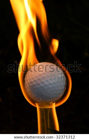 stock photo Golf ball on fire and melting intended for the concept