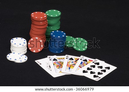 Highest hand in playing poker Royal Flush with chips