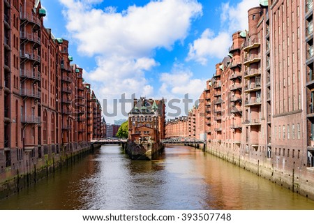 Hamburg, Germany - Popular Water Castle in the warehouse district Hamburg