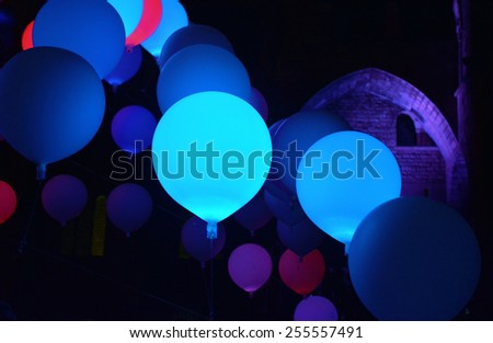 Lighted balloons.