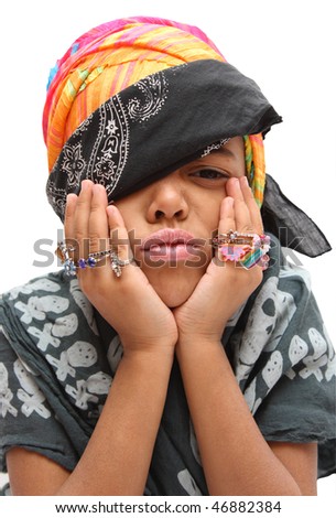 girl posing as a pirate
