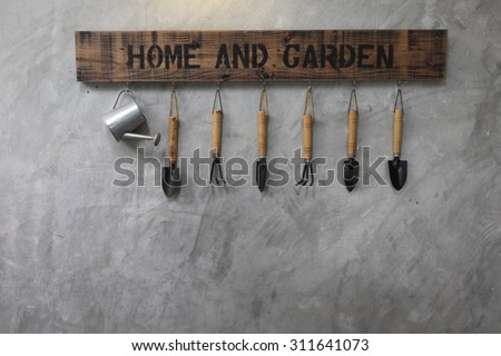 garden tools on the wall