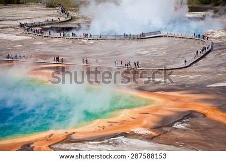 bird view of Grand Prismatic Spring - Yellowstone national park