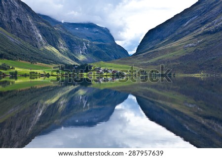 Norway - ideal fjord reflection in clear water