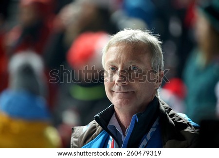 ZAKOPANE, POLAND - JANUARY 18, 2015: FIS Ski Jumping World Cup Zakopane, Walter Hofer director of Ski Jumping World Cup