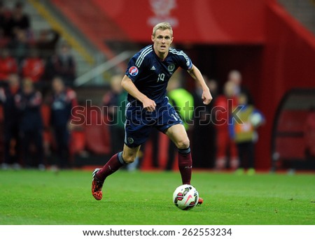 WARSAW, POLAND - OCTOBER 14, 2014: EURO 201 Football Cup Qualifiers Scotland vs Scotland\
o/p: Darren Fletcher