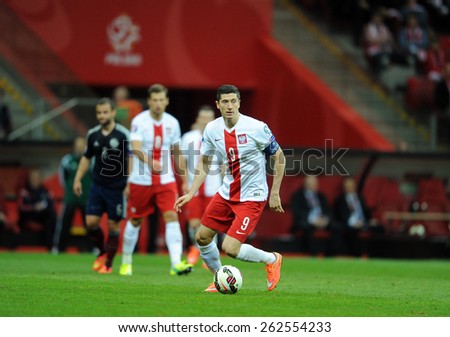 WARSAW, POLAND - OCTOBER 14, 2014: EURO 201 Football Cup Qualifiers Scotland vs Scotland\
o/p: Robert Lewandowski