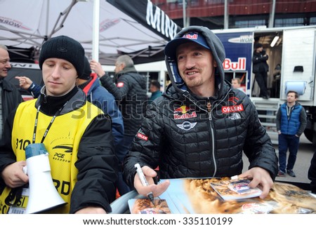 WARSAW, POLAND - OCTOBER 24 2015: VERVA Street Racing Special Edition\
o/p Adam Malysz ex ski jumper dakar rally driver