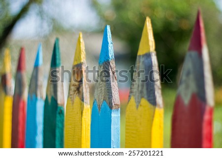 Funny fence painted as pencils